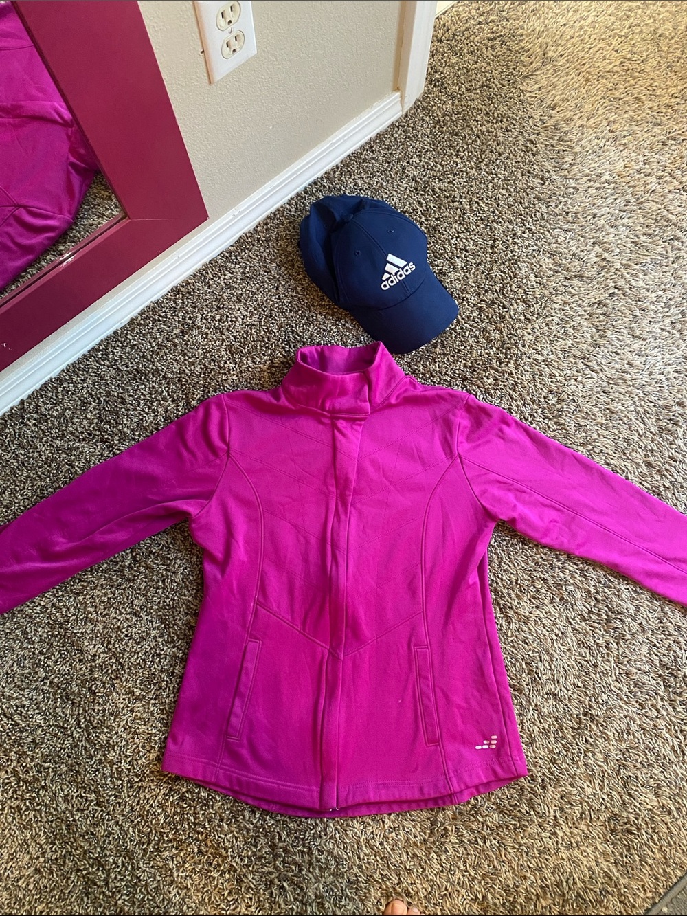 Pink Active Zip-Up Jacket M and blue Adidas baseball cap